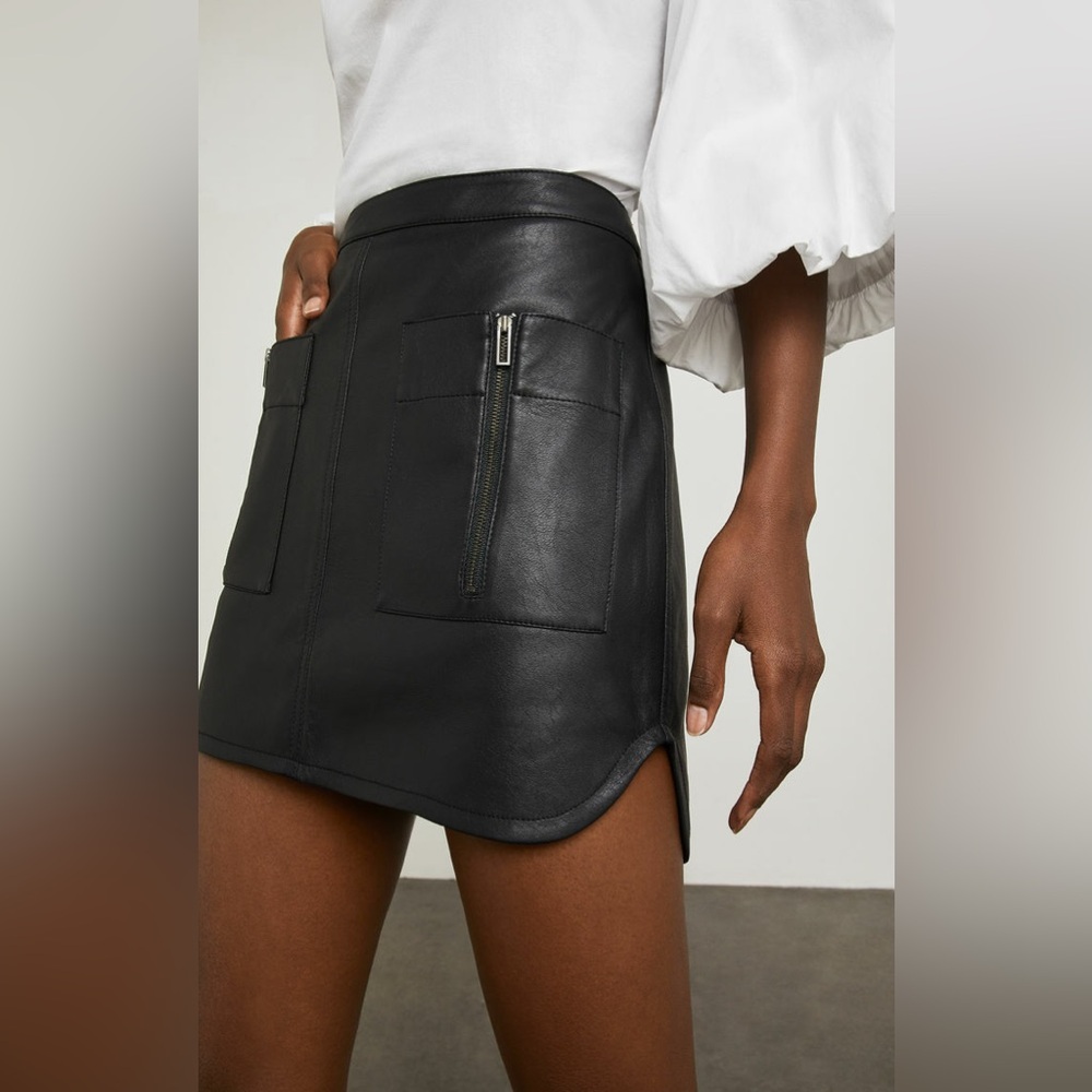BCBGMaxAzria Faux Leather Sabina Mini Skirt with Zipper Detail